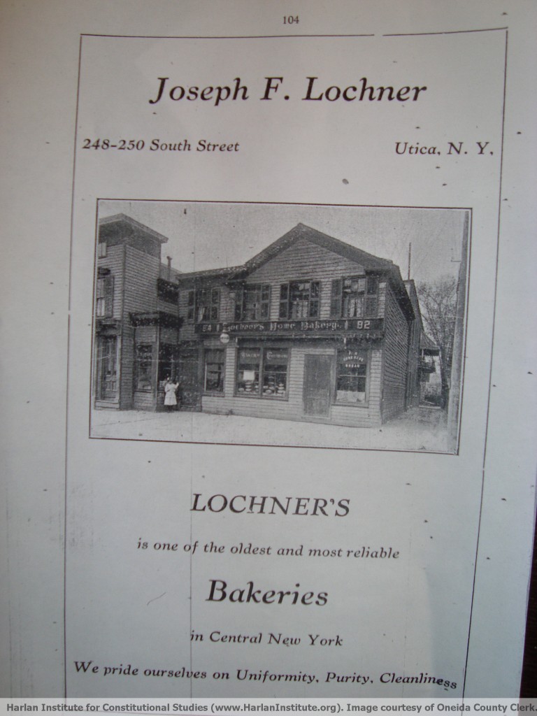 Advertisement for Lochner's Home Bakery - Harlan Institute for Constitutional Studies