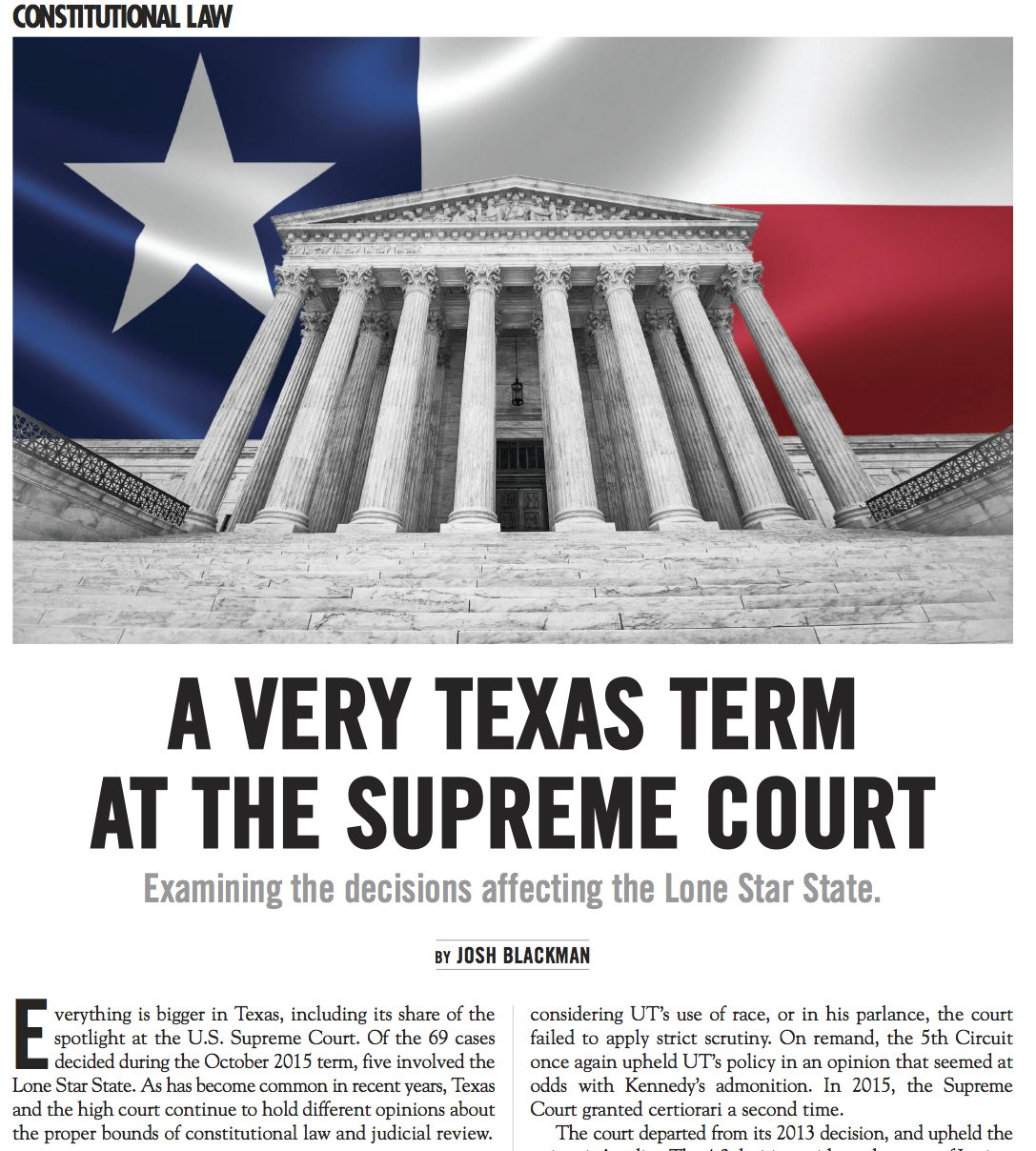 Josh Blackman New In Texas Bar Journal “a Very Texas Term At The Supreme Court” 4728